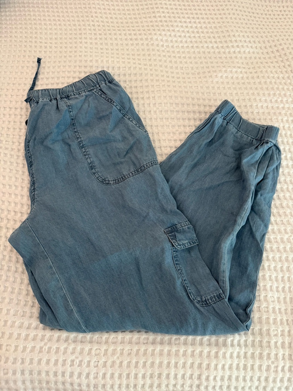 Love Tree Light Blue Elastic Waist Cargo Joggers